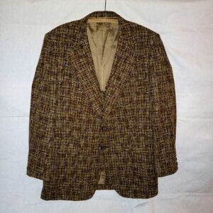 60s VTG Malibu Atomic Rockabilly Fleck Sport Jacket Brown Chartreuse White 46L